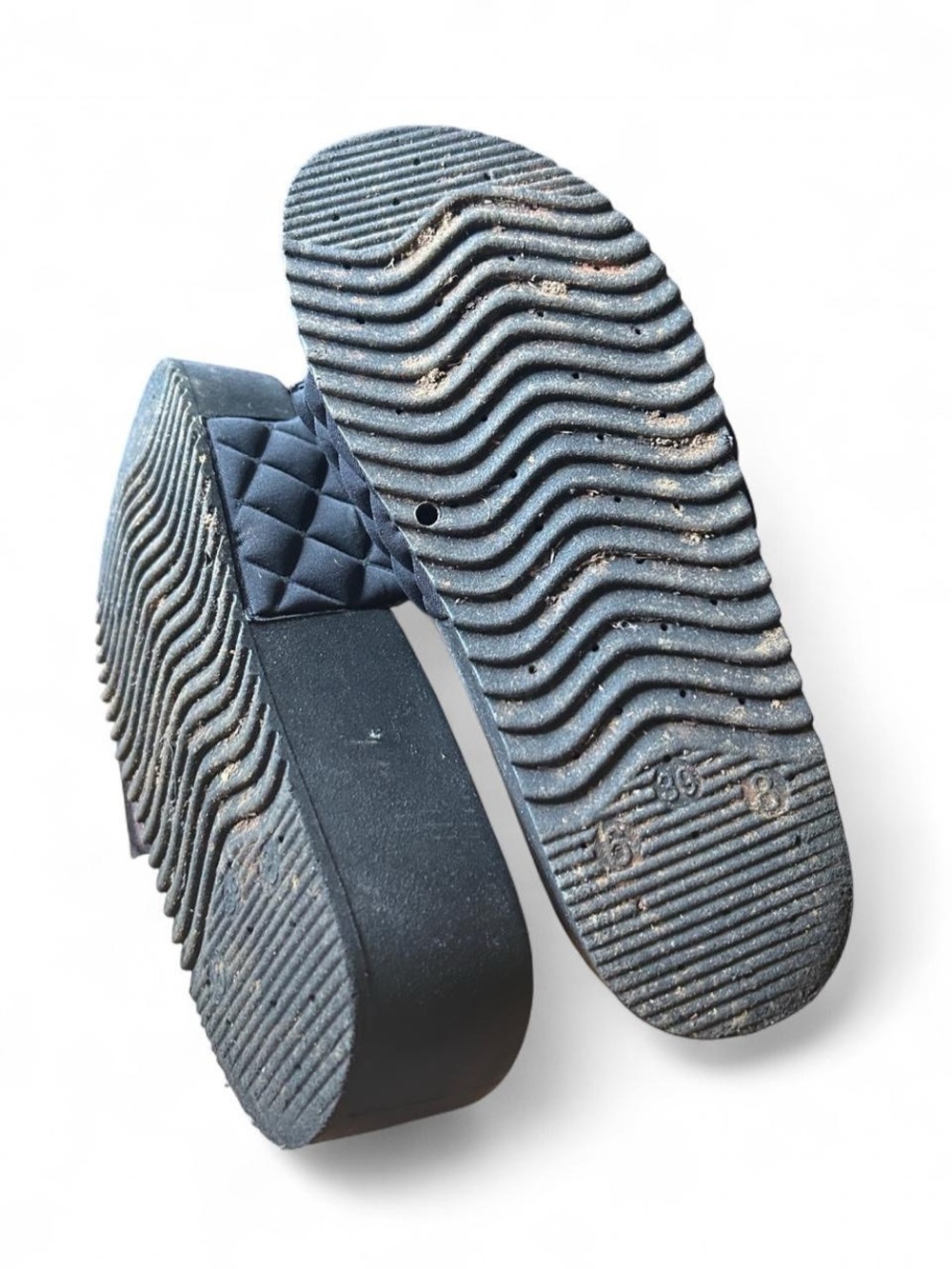 Chinese Laundry Comfortable Quilted Platform Slide Sandals Black Chunky Y2K Sz 8 - Picture 6 of 6